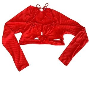 Urban Outfitters | Ribbed Cutout Tie Front Crop Top | Y2K Going Out Top